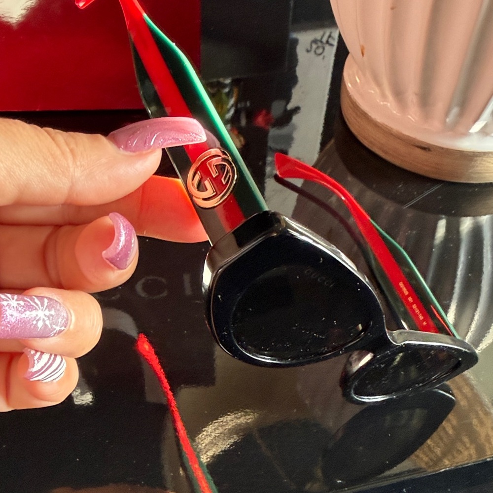 Gucci Black Sunglasses with Red Accents